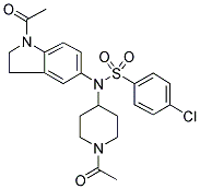 N-(1-ACETYL-2,3-DIHYDRO-(1H)-INDOL-5-YL)-N-(1-ACETYLPIPERIDIN-4-YL)-4-CHLOROBENZENESULPHONAMIDE Struktur