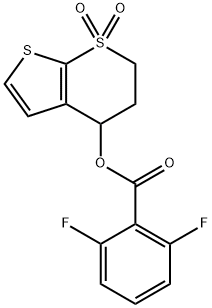 1,1-DIOXO-1,2,3,4-TETRAHYDRO-1LAMBDA6-THIENO[2,3-B]THIOPYRAN-4-YL 2,6-DIFLUOROBENZENECARBOXYLATE Struktur