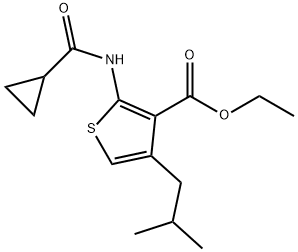 ETHYL 2-[(CYCLOPROPYLCARBONYL)AMINO]-4-ISOBUTYLTHIOPHENE-3-CARBOXYLATE Struktur