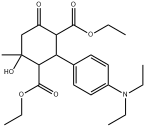 DIETHYL 2-(4-(DIETHYLAMINO)PHENYL)-4-HYDROXY-4-METHYL-6-OXOCYCLOHEXANE-1,3-DICARBOXYLATE Struktur