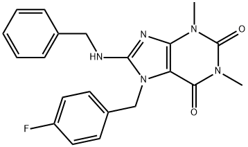 8-(BENZYLAMINO)-7-(4-FLUOROBENZYL)-1,3-DIMETHYL-3,7-DIHYDRO-1H-PURINE-2,6-DIONE Struktur