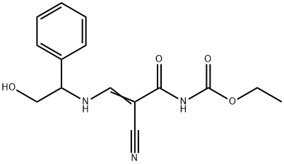 ETHYL N-((E)-2-CYANO-3-[(2-HYDROXY-1-PHENYLETHYL)AMINO]-2-PROPENOYL)CARBAMATE Struktur