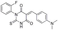 (5E)-5-[4-(DIMETHYLAMINO)BENZYLIDENE]-1-(2-FLUOROPHENYL)-2-THIOXODIHYDROPYRIMIDINE-4,6(1H,5H)-DIONE Struktur