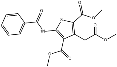 DIMETHYL 5-(BENZOYLAMINO)-3-(2-METHOXY-2-OXOETHYL)-2,4-THIOPHENEDICARBOXYLATE Struktur