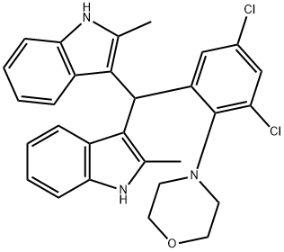 4-(2-(BIS(2-METHYL-1H-INDOL-3-YL)METHYL)-4,6-DICHLOROPHENYL)MORPHOLINE Struktur