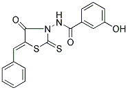 N-[(5Z)-5-BENZYLIDENE-4-OXO-2-THIOXO-1,3-THIAZOLIDIN-3-YL]-3-HYDROXYBENZAMIDE Struktur