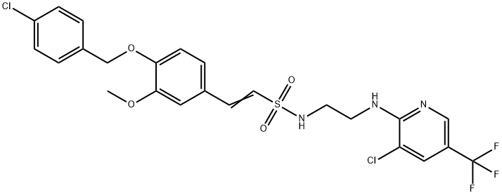 (E)-2-(4-[(4-CHLOROBENZYL)OXY]-3-METHOXYPHENYL)-N-(2-([3-CHLORO-5-(TRIFLUOROMETHYL)-2-PYRIDINYL]AMINO)ETHYL)-1-ETHENESULFONAMIDE Struktur