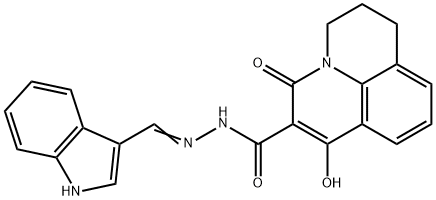 7-HYDROXY-N'-[(E)-1H-INDOL-3-YLMETHYLIDENE]-5-OXO-2,3-DIHYDRO-1H,5H-PYRIDO[3,2,1-IJ]QUINOLINE-6-CARBOHYDRAZIDE Struktur