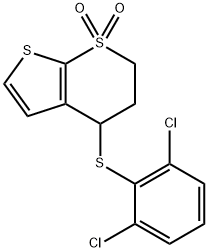 4-[(2,6-DICHLOROPHENYL)SULFANYL]-3,4-DIHYDRO-1LAMBDA6-THIENO[2,3-B]THIOPYRAN-1,1(2H)-DIONE Struktur