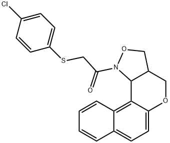 1-[3A,11C-DIHYDRO-3H-BENZO[5,6]CHROMENO[4,3-C]ISOXAZOL-1(4H)-YL]-2-[(4-CHLOROPHENYL)SULFANYL]-1-ETHANONE Struktur