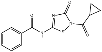 N-[2-(CYCLOPROPYLCARBONYL)-3-OXO-2,3-DIHYDRO-1,2,4-THIADIAZOL-5-YL]BENZENECARBOXAMIDE Struktur