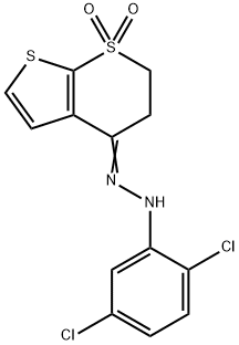 2,3-DIHYDRO-1LAMBDA6-THIENO[2,3-B]THIOPYRAN-1,1,4-TRIONE 4-[N-(2,5-DICHLOROPHENYL)HYDRAZONE] Struktur