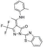 (4Z)-2-(1,3-BENZOTHIAZOL-2-YL)-4-{1-[(2-METHYLPHENYL)AMINO]ETHYLIDENE}-5-(TRIFLUOROMETHYL)-2,4-DIHYDRO-3H-PYRAZOL-3-ONE Struktur