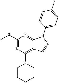 1-(4-METHYLPHENYL)-6-(METHYLSULFANYL)-4-PIPERIDINO-1H-PYRAZOLO[3,4-D]PYRIMIDINE Struktur