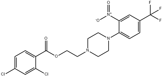 2-(4-[2-NITRO-4-(TRIFLUOROMETHYL)PHENYL]PIPERAZINO)ETHYL 2,4-DICHLOROBENZENECARBOXYLATE Struktur