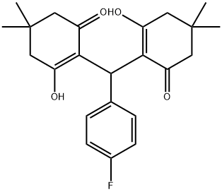 2-((4-FLUOROPHENYL)(6-HYDROXY-4,4-DIMETHYL-2-OXOCYCLOHEX-1-ENYL)METHYL)-3-HYDROXY-5,5-DIMETHYLCYCLOHEX-2-EN-1-ONE Struktur