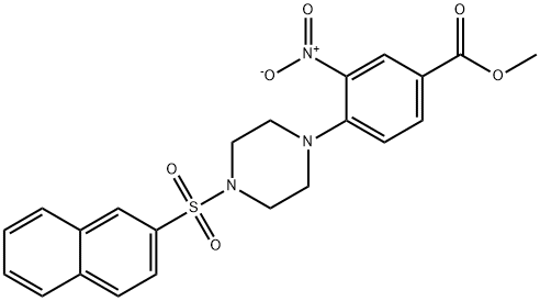 METHYL 4-[4-(2-NAPHTHYLSULFONYL)PIPERAZINO]-3-NITROBENZENECARBOXYLATE Struktur