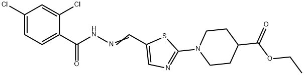 ETHYL 1-(5-([(E)-2-(2,4-DICHLOROBENZOYL)HYDRAZONO]METHYL)-1,3-THIAZOL-2-YL)-4-PIPERIDINECARBOXYLATE Struktur