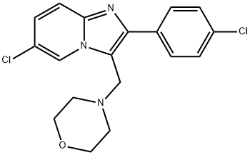 6-CHLORO-2-(4-CHLOROPHENYL)-3-(MORPHOLINOMETHYL)IMIDAZO[1,2-A]PYRIDINE Struktur