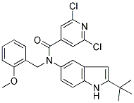 N-(2-TERT-BUTYL-(1H)-INDOL-5-YL)-2,6-DICHLORO-N-(2-METHOXYBENZYL)PYRIDINE-4-CARBOXAMIDE Struktur