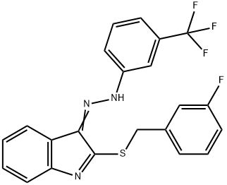 2-[(3-FLUOROBENZYL)SULFANYL]-3H-INDOL-3-ONE N-[3-(TRIFLUOROMETHYL)PHENYL]HYDRAZONE Struktur