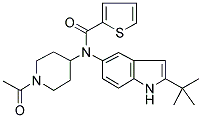 N-(1-ACETYLPIPERIDIN-4-YL)-N-(2-TERT-BUTYL-(1H)-INDOL-5-YL)THIOPHENE-2-CARBOXAMIDE Struktur