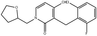 3-(2-CHLORO-6-FLUOROBENZYL)-4-HYDROXY-1-(TETRAHYDRO-2-FURANYLMETHYL)-2(1H)-PYRIDINONE Struktur