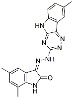 (3Z)-5,7-DIMETHYL-1H-INDOLE-2,3-DIONE 3-[(8-METHYL-5H-[1,2,4]TRIAZINO[5,6-B]INDOL-3-YL)HYDRAZONE] Struktur