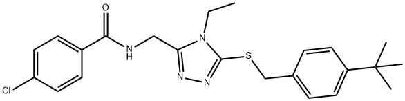 N-[(5-([4-(TERT-BUTYL)BENZYL]SULFANYL)-4-ETHYL-4H-1,2,4-TRIAZOL-3-YL)METHYL]-4-CHLOROBENZENECARBOXAMIDE Struktur