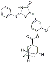 2-METHOXY-4-{[4-OXO-2-(PHENYLIMINO)-1,3-THIAZOLIDIN-5-YLIDENE]METHYL}PHENYL 1-ADAMANTANECARBOXYLATE Struktur