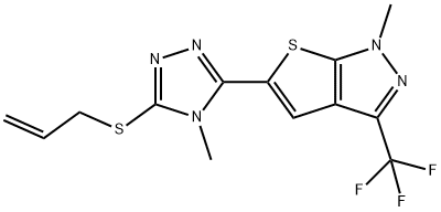 5-[5-(ALLYLSULFANYL)-4-METHYL-4H-1,2,4-TRIAZOL-3-YL]-1-METHYL-3-(TRIFLUOROMETHYL)-1H-THIENO[2,3-C]PYRAZOLE Struktur