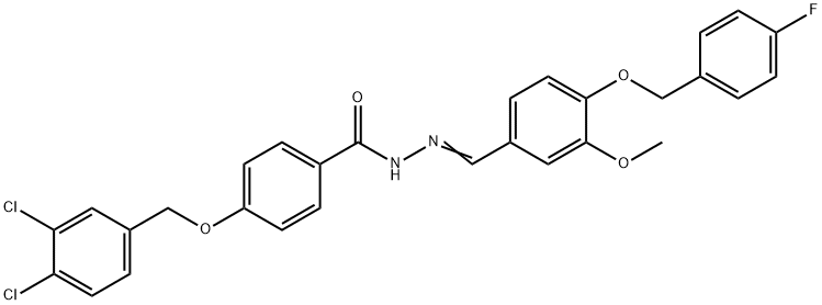 4-[(3,4-DICHLOROBENZYL)OXY]-N'-((E)-(4-[(4-FLUOROBENZYL)OXY]-3-METHOXYPHENYL)METHYLIDENE)BENZENECARBOHYDRAZIDE Struktur