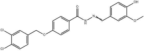 4-[(3,4-DICHLOROBENZYL)OXY]-N'-[(E)-(4-HYDROXY-3-METHOXYPHENYL)METHYLIDENE]BENZENECARBOHYDRAZIDE Struktur