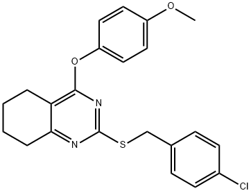 2-[(4-CHLOROBENZYL)SULFANYL]-4-(4-METHOXYPHENOXY)-5,6,7,8-TETRAHYDROQUINAZOLINE Struktur