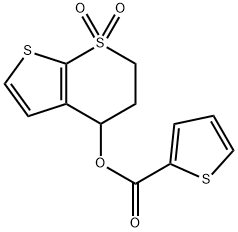 1,1-DIOXO-1,2,3,4-TETRAHYDRO-1LAMBDA6-THIENO[2,3-B]THIOPYRAN-4-YL 2-THIOPHENECARBOXYLATE Struktur