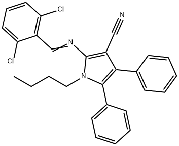 1-BUTYL-2-([(E)-(2,6-DICHLOROPHENYL)METHYLIDENE]AMINO)-4,5-DIPHENYL-1H-PYRROLE-3-CARBONITRILE Struktur