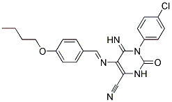 5-(1-AZA-2-(4-BUTOXYPHENYL)VINYL)-3-(4-CHLOROPHENYL)-4-IMINO-2-OXO-1H-1,3-DIAZINE-6-CARBONITRILE Struktur