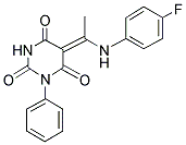 (5Z)-5-{1-[(4-FLUOROPHENYL)AMINO]ETHYLIDENE}-1-PHENYLPYRIMIDINE-2,4,6(1H,3H,5H)-TRIONE Struktur