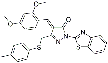 (E)-1-(BENZO[D]THIAZOL-2-YL)-4-(2,4-DIMETHOXYBENZYLIDENE)-3-(P-TOLYLTHIOMETHYL)-1H-PYRAZOL-5(4H)-ONE Struktur