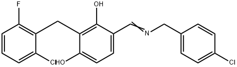 4-([(4-CHLOROBENZYL)IMINO]METHYL)-2-(2-CHLORO-6-FLUOROBENZYL)-1,3-BENZENEDIOL Struktur