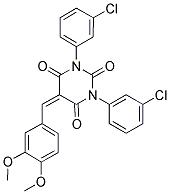 1,3-BIS(3-CHLOROPHENYL)-5-((3,4-DIMETHOXYPHENYL)METHYLENE)-1,3-DIAZAPERHYDROINE-2,4,6-TRIONE Struktur