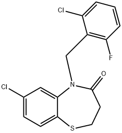 7-CHLORO-5-(2-CHLORO-6-FLUOROBENZYL)-2,3-DIHYDRO-1,5-BENZOTHIAZEPIN-4(5H)-ONE Struktur