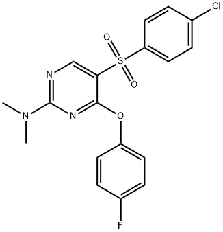 5-[(4-CHLOROPHENYL)SULFONYL]-4-(4-FLUOROPHENOXY)-N,N-DIMETHYL-2-PYRIMIDINAMINE Struktur