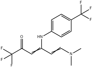 (3E,5E)-6-(DIMETHYLAMINO)-1,1,1-TRIFLUORO-4-[4-(TRIFLUOROMETHYL)ANILINO]-3,5-HEXADIEN-2-ONE Struktur