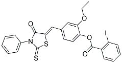 (Z)-2-ETHOXY-4-((4-OXO-3-PHENYL-2-THIOXOTHIAZOLIDIN-5-YLIDENE)METHYL)PHENYL 2-IODOBENZOATE Struktur