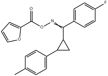 2-([(((4-FLUOROPHENYL)[2-(4-METHYLPHENYL)CYCLOPROPYL]METHYLENE)AMINO)OXY]CARBONYL)FURAN Struktur