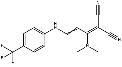 2-(1-(DIMETHYLAMINO)-3-[4-(TRIFLUOROMETHYL)ANILINO]-2-PROPENYLIDENE)MALONONITRILE Struktur