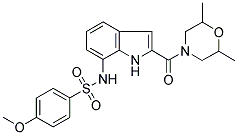 2,6-DIMETHYL-4-[(7-[((4-METHOXYPHENYL)SULPHONYL)AMINO]-(1H)-INDOL-2-YL)CARBONYL]MORPHOLINE Struktur