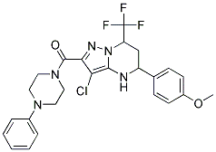 (3-CHLORO-5-(4-METHOXYPHENYL)-7-(TRIFLUOROMETHYL)-4,5,6,7-TETRAHYDROPYRAZOLO[1,5-A]PYRIMIDIN-2-YL)(4-PHENYLPIPERAZIN-1-YL)METHANONE Struktur