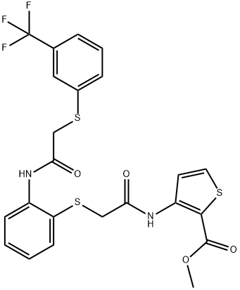 METHYL 3-([2-((2-[(2-([3-(TRIFLUOROMETHYL)PHENYL]SULFANYL)ACETYL)AMINO]PHENYL)SULFANYL)ACETYL]AMINO)-2-THIOPHENECARBOXYLATE Struktur